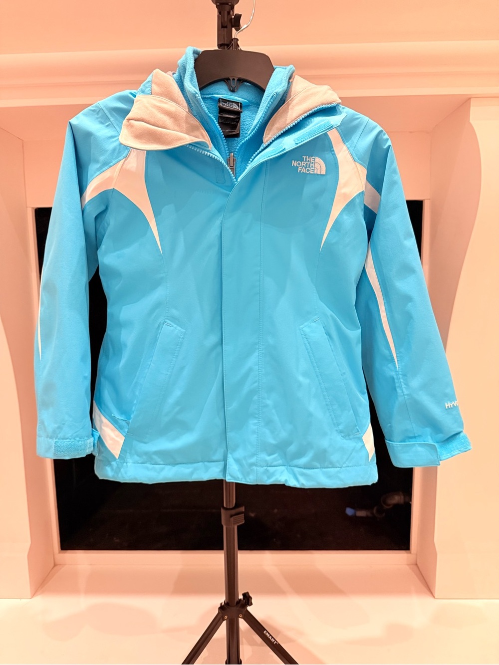 The North Face Kids' 2-in- 1 Blue & White Waterproof Jacket-Girls 7-8